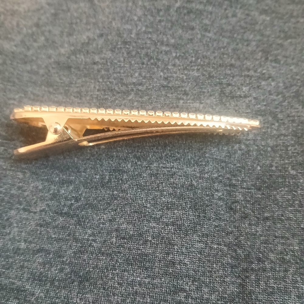 5/$25 Gold-Tone Crystal Row Large Hair Barrette Clip Vintage Glam — image 6 of 7